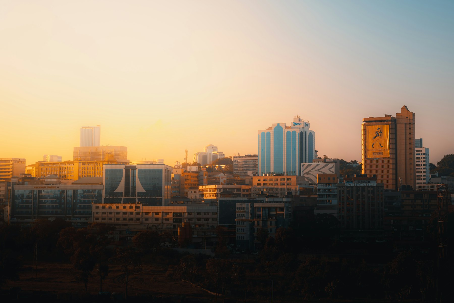 Kampala at sunset, seen from Nsambya